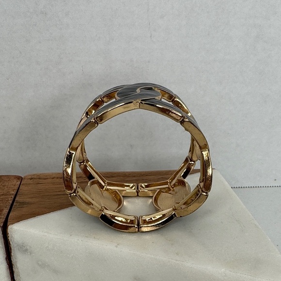 Vintage Aldo Wide Bracelet Black & Bronze Stretch Cuff Statement lot C53 - Picture 5 of 8